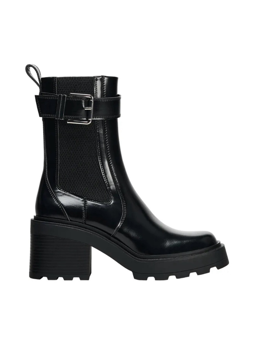 Zara Platform Lug Chelsea Boots with Buckle Strap Size 39 - Picture 9 of 10